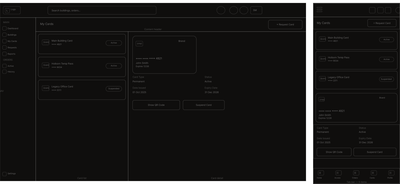 Building search screens — wireframe, desktop and mobile